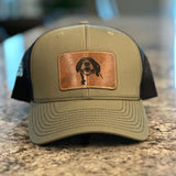 Custom Dog Portrait Engraved Leather Patch Hat